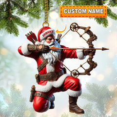 Maxcorners Custom Name Santa Archery Christmas Ornament, Christmas Gift 2D Flat LM2111