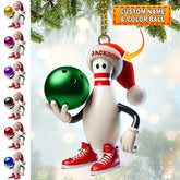 Maxcorners Custom Name Bowling Christmas Ornament, Bowling Lover Christmas Gift5 2D Flat LM2111