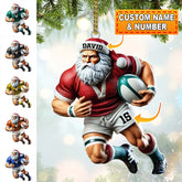 Maxcorners Custom Name Rugby Football Santa Ornament, Rugby Football Lover Christmas Gift 2D Flat LM2211
