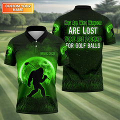 Maxcorners Not All Who Wander Are Lost Bigfoot Custom Golf Shirt, Personalized Golf Shirt, Funny Golf Polo Shirt