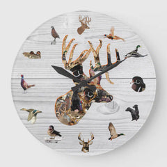 Maxcorners Amazing Wildlife Collage Buck Head Deer Hunting Large Clock TU3012