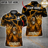 Maxcorners Bowling Shirt – Zeus Lightning STRIKE! Design – Multicolor Options Personalized Name, Team Name 3D Shirt (4 Colors)