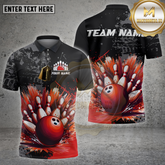 Maxcorners Bowling Shirt Explosion Pins Multicolor Options Personalized Name, Team Name Unisex 3D Shirt (4 Colors)