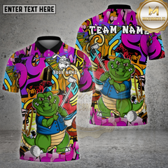 Maxcorners Golf Crocodile Tough Cartoon Multioptions Personalized Name, Team Name Unisex 3D Shirt