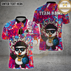 Maxcorners Bowling Shirt Graffiti Panda Street Style Multioptions Personalized Name, Team Name Unisex 3D Shirt (4 Colors)