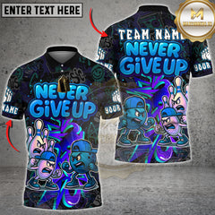 Maxcorners Bowling Shirt Graffiti Never Give Up Multioptions Personalized Name, Team Name Unisex 3D Shirt (4 Colors)
