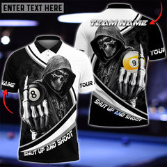 Maxcorners Billiards Ball 8 And 9 Hooded Skull Personalized Name, Team Name Unisex Shirt ( 4 Colors )