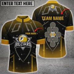 Maxcorners Personalized 9 Ball Pool Yellow Black Billiard 3D Shirts For Men