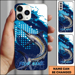 Maxcorners Fishing Marlin Blue Ocean Compass Star Pop Art Personalized Name Phone Case