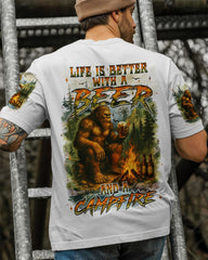 Maxcorners Life Is Better With A Beer And A Campfire Bigfoot All Over Print LM1601