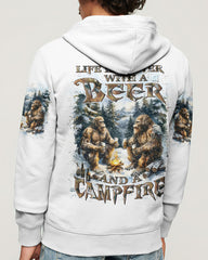 Maxcorners Life Is Better With A Beer And A Campfire Bigfoot All Over Print LM2101
