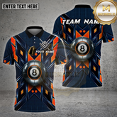 Maxcorners Billiards Shirt 8 Ball Metal Shield Glow Multi options Personalized Name, Team Name Unisex 3D Shirt (4 Colors)