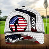 Maxcorners Golf Premium Unique American Golfer Personalized Name All Over Printed Cap