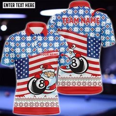 Maxcorners Personalized US Flag 8 Ball Pool With Santa Christmas Billiard 3D Shirt