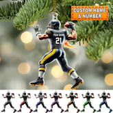 Maxcorners Personalized Custom Back-View Football Player Christmas 3D Ornament, Custom Holiday Tree Decor, Perfect Gift for Rugby Lover