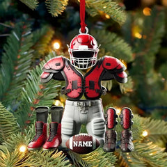 Maxcorners Personalized Football Player Gear Set Christmas 3D Ornament, Custom Holiday Tree Decor, Perfect Gift for Rugby Lover