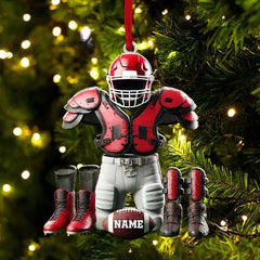 Maxcorners Personalized Football Player Gear Set Christmas 3D Ornament, Custom Holiday Tree Decor, Perfect Gift for Rugby Lover