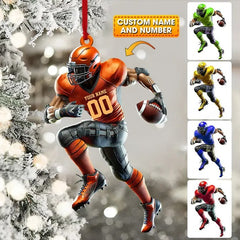 Maxcorners Personalized Custom Football Running Player Christmas 3D Ornament, Custom Holiday Tree Decor, Perfect Gift for Rugby Lover