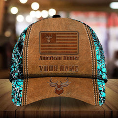 Maxcorners The Best American Deer Hunting Leather Pattern 3D Multicolor Personalized Cap