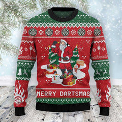 Maxcorners Dart Lovers Gift Merry Dartsmas All Over Print Sweater
