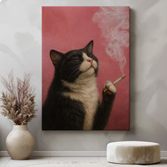 Maxcorners Smoking Cat Canvas Funny Retro Cat Wall Art LM2611