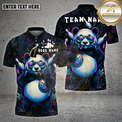 Maxcorners Bowling Shirt Panda 420 Leaf Bowling Neon Glow Multioptions Personalized Name, Team Name Unisex 3D Shirt