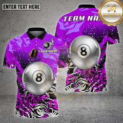 Maxcorners Billiards Shirt Silver 8 Ball Splash Art Multioptions Personalized Name, Team Name Unisex 3D Shirt
