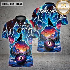 Maxcorners Billiards Shirt Wolf Galaxy 8 Ball Mountain Sunset Multioptions Personalized Name, Team Name Unisex 3D Shirt