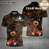 Maxcorners Bowling Shirt Graffiti Cat Horror Strike Multioptions Personalized Name, Team Name Unisex 3D Shirt