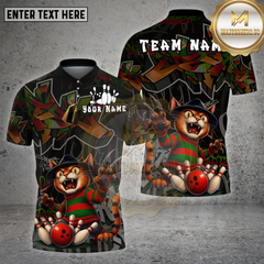 Maxcorners Bowling Shirt Graffiti Cat Horror Strike Multioptions Personalized Name, Team Name Unisex 3D Shirt