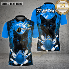 Maxcorners Bowling Shirt Moon Cat Fire Bowling Multioptions Personalized Name, Team Name Unisex 3D Shirt