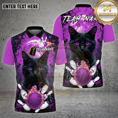 Maxcorners Bowling Shirt Moon Cat Fire Bowling Multioptions Personalized Name, Team Name Unisex 3D Shirt