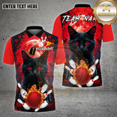 Maxcorners Bowling Shirt Moon Cat Fire Bowling Multioptions Personalized Name, Team Name Unisex 3D Shirt