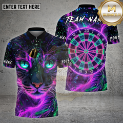 Maxcorners Darts Shirt Neon Cat Dartboard Glow Eyes Multioptions Personalized Name, Team Name Unisex 3D Shirt