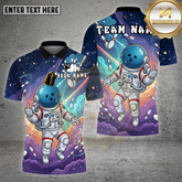 Maxcorners Bowling Shirt Astronaut Space Bowling Cosmic Galaxy Multioptions Personalized Name, Team Name Unisex 3D Shirt