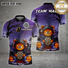 Maxcorners Darts Shirt Halloween Bear Pumpkin Dartboard Multioptions Personalized Name, Team Name Unisex 3D Shirt (4 Colors)