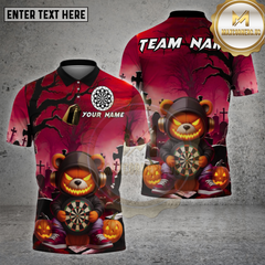 Maxcorners Darts Shirt Halloween Bear Pumpkin Dartboard Multioptions Personalized Name, Team Name Unisex 3D Shirt (4 Colors)