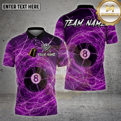 Maxcorners Billiards Shirt Lightning 8 Ball Pattern Multi Options Personalized Name, Team Name Unisex 3D Shirt (4 Colors)