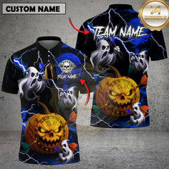 Maxcorners Dart Polo Shirt Halloween Pumpkin Ghost Lightning Multioptions Personalized Name, Team Name Unisex 3D Shirt (4 Colors)