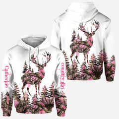 Maxcorners Country Girl Personalized 3D Hoodie For Hunting Lover - Pink TU2711
