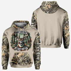 Maxcorners Deer Hunting Camo Forest Rage Buck Around and Find Out Personalized Name 3D Hoodie TU2611