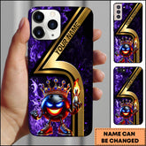 Maxcorners Bowling Phone Case King Bowling Ball Crown Fire Blue Smoke Design Personalized Name Phone Case | Purple