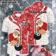 Maxcorners Funny Christmas Santa Play Pool Personalized Red Billiard 8 Ball Snowflake 3D Shirt