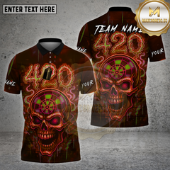Maxcorners Darts Shirt Skull 420 Neon Dartboard Glow Multioptions Personalized Name, Team Name Unisex 3D Shirt (4 Colors)
