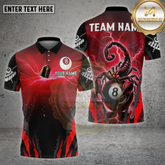 Maxcorners Billiards Shirt Scorpion 8 Ball Red Lightning Multioptions Personalized Name, Team Name Unisex 3D Shirt (4 Colors)