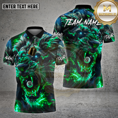 Maxcorners Billiards Shirt Lion with 8 Ball Fire Glow Multioptions Personalized Name, Team Name Unisex 3D Shirt (4 Colors)