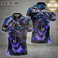 Maxcorners Billiards Shirt Lion with 8 Ball Fire Glow Multioptions Personalized Name, Team Name Unisex 3D Shirt (4 Colors)