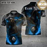 Maxcorners Billiards Shirt Black Horse with 8 Ball Flames Multioptions Personalized Name, Team Name Unisex 3D Shirt (4 Colors)