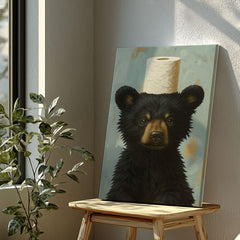 Maxcorners Toilet Paper Bear Canvas funny Bathroom Wall Art LM2611
