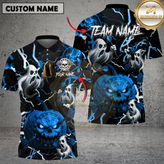 Maxcorners Dart Polo Shirt Halloween Pumpkin Ghost Lightning Multioptions Personalized Name, Team Name Unisex 3D Shirt (4 Colors)